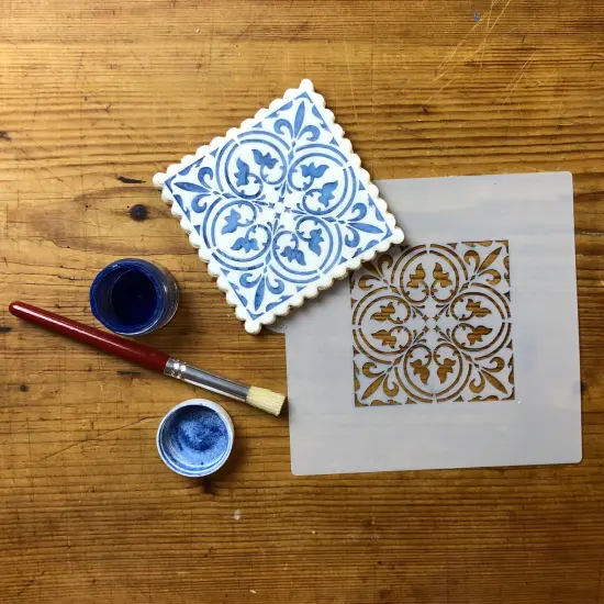 3-Inch Small Scroll Tile Cookie & Craft Stencil | CM137 by Designer Stencils | Cookie Decorating Tools | Baking Stencils for Royal Icing, Airbrush, Dusting Powder | Craft Stencils for Canvas, Paper, Wood | Reusable Food Grade Stencil {4}