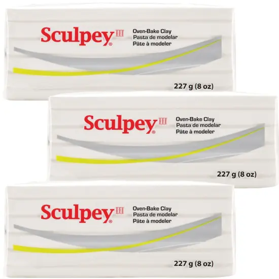 Multipack of 3 - Sculpey III Polymer Clay 8oz-White {1}