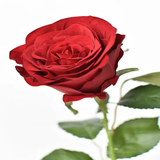 22" Faux Red Velvet Rose Stem {3}