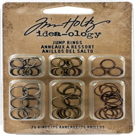 Multipack of 6 - Idea-Ology Metal Jump Rings 8mm & 10mm 75/Pkg-Antique Nickel, Brass & Copper {2}