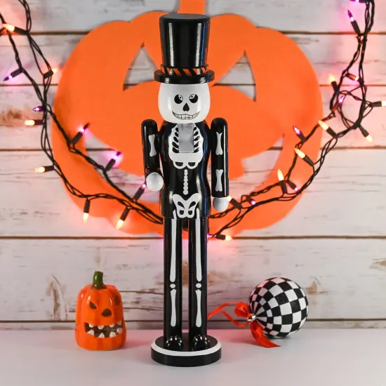 Ornativity Christmas Scary Skeleton Nutcracker &ndash; Black and White Wooden Day of The Dead Skeletal Nutcracker Man with Top Hat Xmas and Halloween Themed Holiday Nut Cracker Doll Figure Decorations {5}