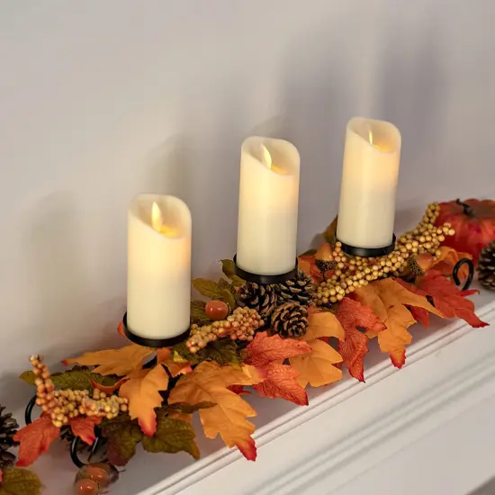 Ornativity Maple Leaves Candle Holder - Thanksgiving Fall Harvest Themed Candleholder Centerpiece Decorations with Pinecones and Acorns {3}