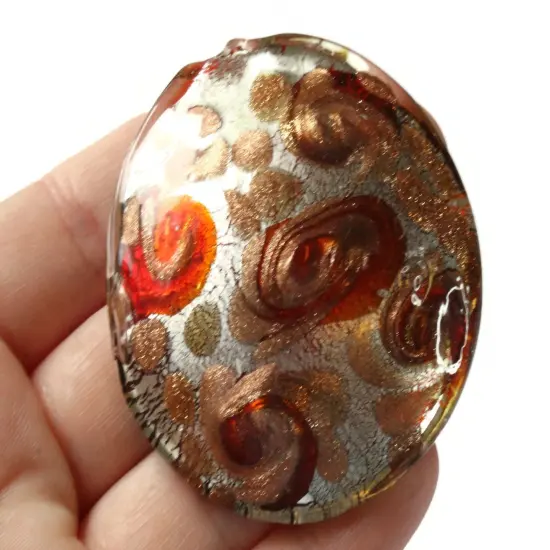 52mm Red Foil Glass Pendant Round Pendant {1}