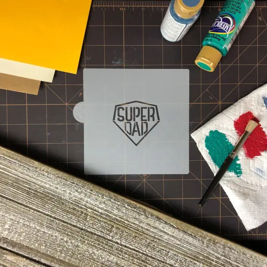 Super Dad Cookie & Craft Stencil | CM129 by Designer Stencils | Cookie Decorating Tools | Baking Stencils for Royal Icing, Airbrush, Dusting Powder | Craft Stencils for Canvas, Paper, Wood | Reusable Food Grade Stencil {6}