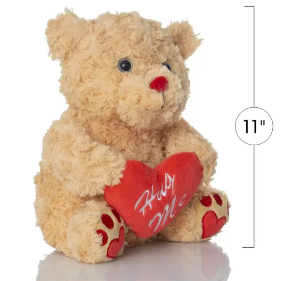 Big Mo's Toys Valentine's Bear - Brown Plush Teddy Bear with Red Hug Me Love Heart Dirty Talking Valentines Day Funny Farting Stuffed Animal Girlfriend Boyfriend {6}