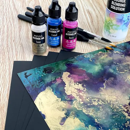 Pixiss Alcohol Ink Paper Roll Heavy Black Art Paper Synthetic {2}