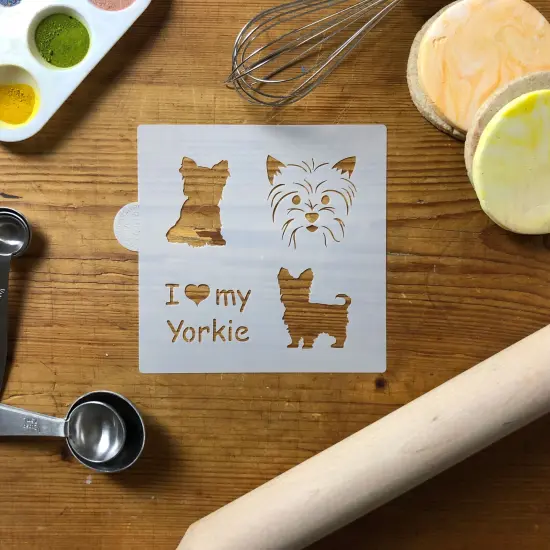 I Love My Yorkie Cookie & Craft Stencil | CM014 by Designer Stencils | Cookie Decorating Tools | Baking Stencils for Royal Icing, Airbrush, Dusting Powder | Craft Stencils for Canvas, Paper, Wood | Reusable Food Grade Stencil {3}