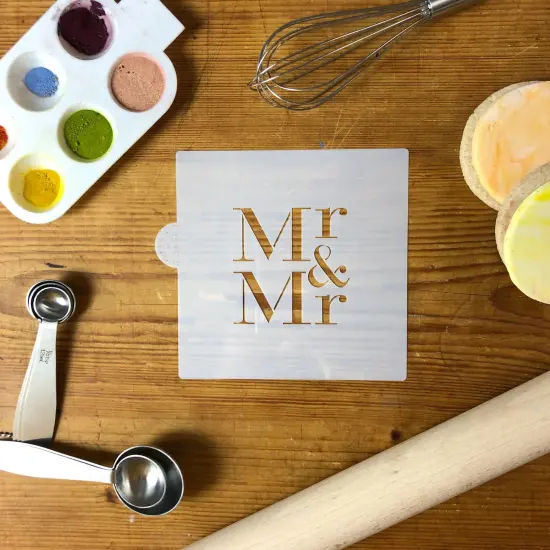 Mr & Mr Cookie & Craft Stencil | CM038 by Designer Stencils | Cookie Decorating Tools | Baking Stencils for Royal Icing, Airbrush, Dusting Powder | Craft Stencils for Canvas, Paper, Wood | Reusable Food Grade Stencil {2}