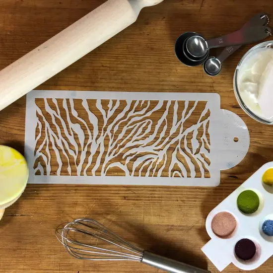 4-Inch Zebra Skin Cake Stencil Side | C482 by Designer Stencils | Cake Decorating Tools | Baking Stencils for Royal Icing, Airbrush, Dusting Powder | Reusable Plastic Food Grade Stencil for Cakes | Easy to Use & Clean Cake Stencil {4}