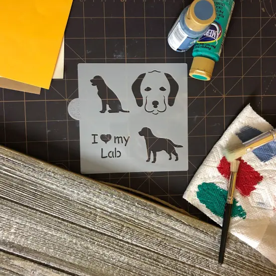 I Love My Lab Cookie & Craft Stencil | CM016 by Designer Stencils | Cookie Decorating Tools | Baking Stencils for Royal Icing, Airbrush, Dusting Powder | Craft Stencils for Canvas, Paper, Wood | Reusable Food Grade Stencil {5}