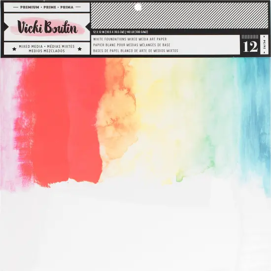 Vicki Boutin Mixed Media Foundations Paper 12"X12" 12/Pkg-Smooth White, 140lb {1}