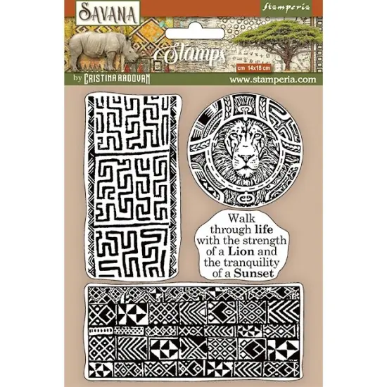 Stamperia Cling Rubber Stamp 5.5"X7"-Ethnical Borders, Savana {1}