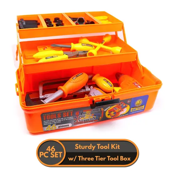 Big Mo's Toys Tool Box - Pretend Play Three Tier Educational Tool Kit for Kids Gift of All Ages - 46 Piece Set {2}