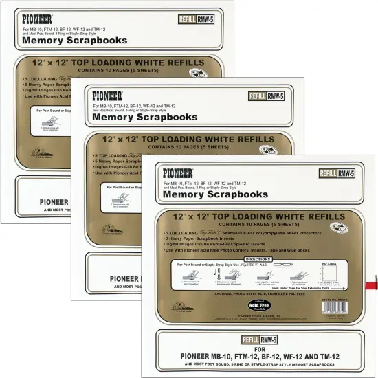 Multipack of 6 - Pioneer Universal Top-Loading Page Protectors 5/Pkg-12"X12" (W/White Inserts) {1}