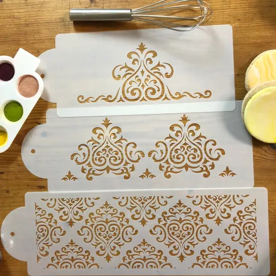 Elaine's Cake Stencil Set | C591 by Designer Stencils | Cake Decorating Tools | Baking Stencils for Royal Icing, Airbrush, Dusting Powder | Reusable Plastic Food Grade Stencil for Cakes | Easy to Use & Clean Cake Stencil {5}
