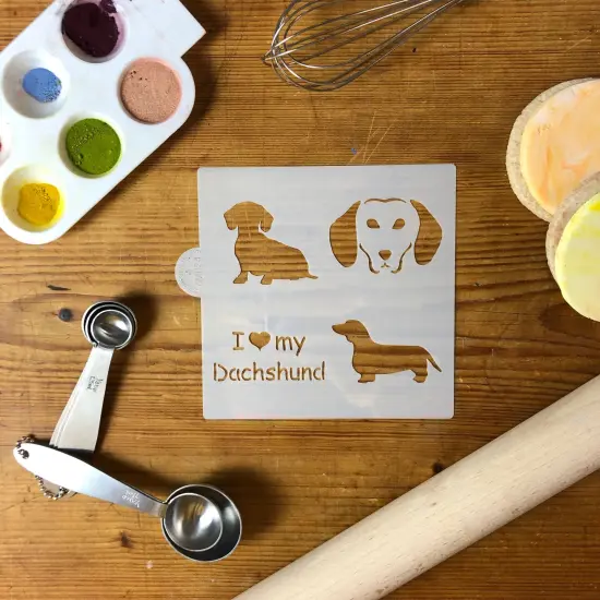 I Love My Dachshund Cookie & Craft Stencil | CM024 by Designer Stencils | Cookie Decorating Tools | Baking Stencils for Royal Icing, Airbrush, Dusting Powder | Craft Stencils for Canvas, Paper, Wood | Reusable Food Grade Stencil {4}