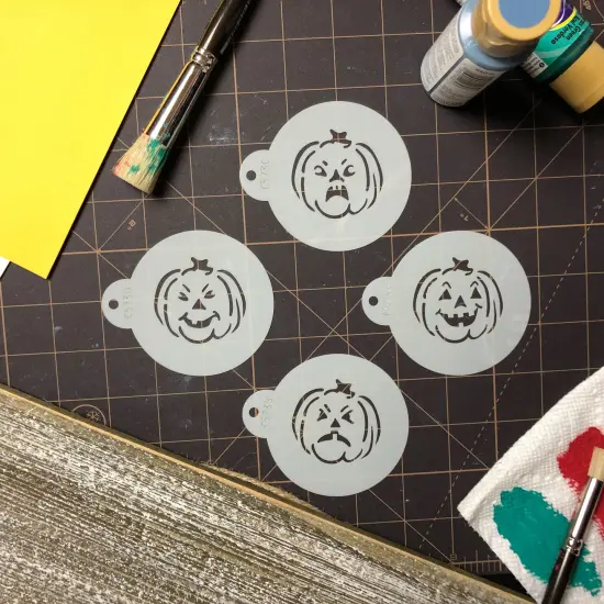 Mini Halloween Pumpkin Faces Cookie Stencils | C573 by Designer Stencils | Cookie Decorating Tools | {4}