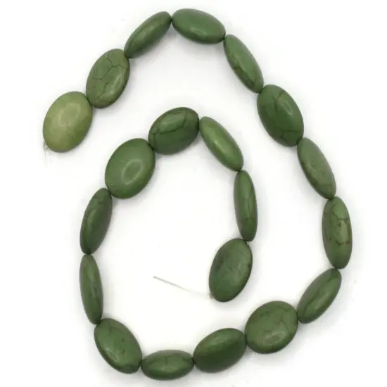 20 20mm Dyed Green Howlite Stone Flat Oval Beads {4}