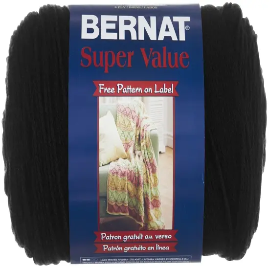 Multipack of 12 - Bernat Super Value Solid Yarn-Black {2}