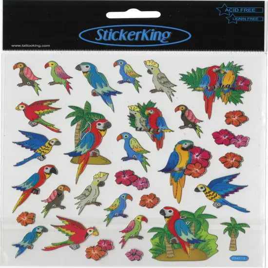 Multipack of 12 - Sticker King Stickers-Parrots {2}