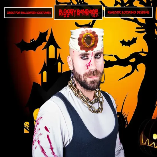 Big Mo's Toys Bloody Wound Gauze Bandage Halloween Zombie Costume Accessories White {2}