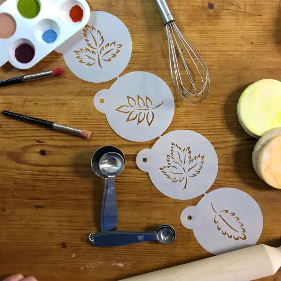 Brush Stroke Leaves Stencil Set | C1013 by Designer Stencils | Cookie Decorating Tools | Baking Stencils for Royal Icing, Airbrush, Dusting Powder | Reusable Plastic Food Grade Stencil for Cookies | Easy to Use & Clean Cookie Stencil {3}