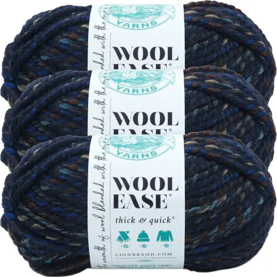 (3 Pack) Lion Brand Wool-Ease Thick & Quick Yarn - Night Shadow {1}