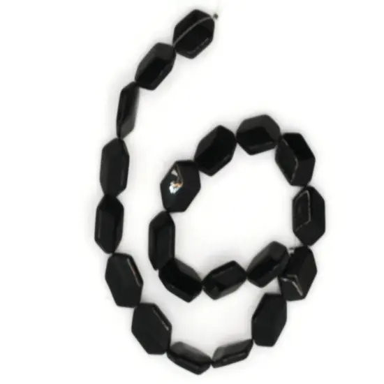 20 17mm Black Glass Hexagon Beads {5}