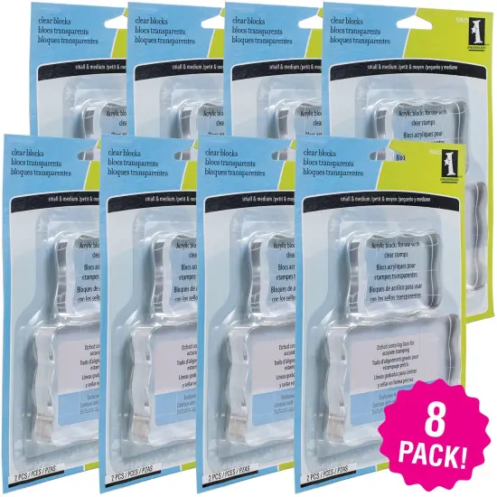 Multipack of 8 - Inkadinkado Clear On Clear Acrylic Blocks 2/Pkg-Small 2.25"X1.75", Medium 3.5"X2.5" {1}