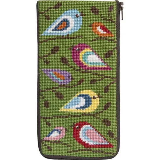 Stitch & Zip Needlepoint Eyeglass Case Kit - SZ474 Birds of Color Multicolor {1}