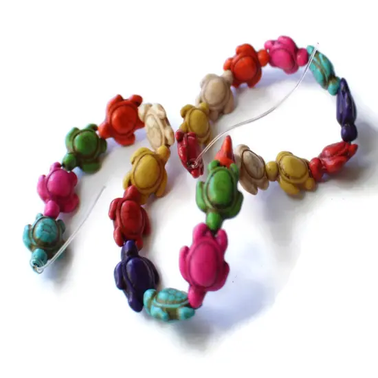 22 18mm Howlite Turtle Beads Gemstone Beads Dyed Mixed Color Beads bB1 {2}