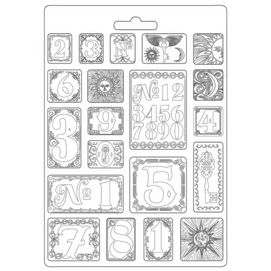 Stamperia Soft Maxi Mould 8.5"X11.5"-Numbers, Alchemy {1}