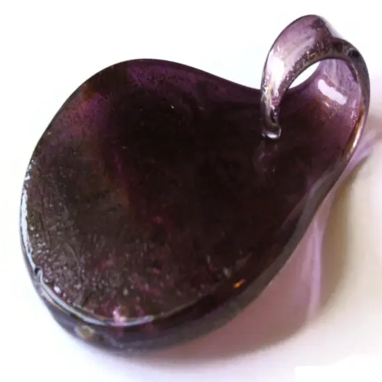 58mm Gold and Purple Spiral Foil Glass Pendant Lampwork Glass Spoon Pendant {3}