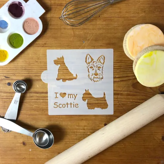 I Love My Scottie Cookie & Craft Stencil | CM021 by Designer Stencils | Cookie Decorating Tools | Baking Stencils for Royal Icing, Airbrush, Dusting Powder | Craft Stencils for Canvas, Paper, Wood | Reusable Food Grade Stencil {2}