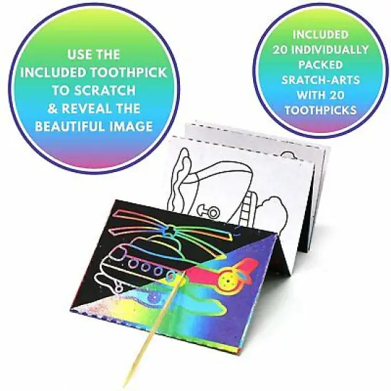 Big Mo's Toys Scratch Art - Color and Scratch Cards Party Favors with Stylus - 20 Pieces {4}