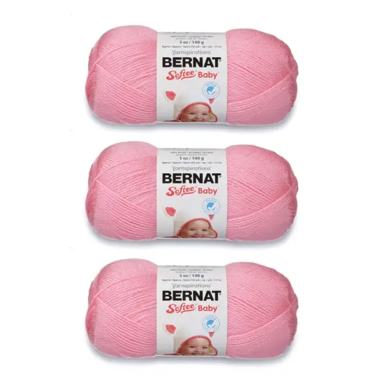 Bernat Softee Baby Prettiest Pink Yarn - 3 Pack of 141g/5oz - Acrylic - 3 DK (Light) - 362 Yards - Knitting/Crochet {1}
