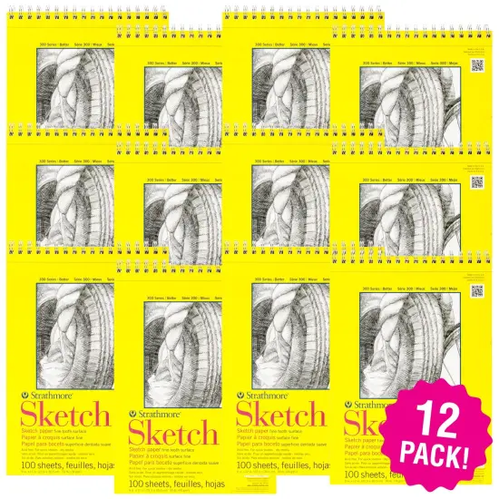 Multipack of 12 - Strathmore Sketch Spiral Paper Pad 9"X12"-100 Sheets {1}