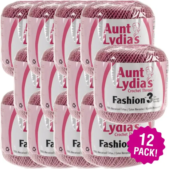 Multipack of 12 - Aunt Lydia's Fashion Crochet Thread Size 3-Warm Rose {1}