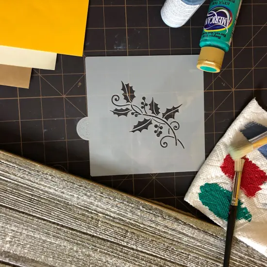 Holly Spray Cookie & Craft Stencil | CM043 by Designer Stencils | Cookie Decorating Tools | Baking Stencils for Royal Icing, Airbrush, Dusting Powder | Craft Stencils for Canvas, Paper, Wood | Reusable Food Grade Stencil {6}