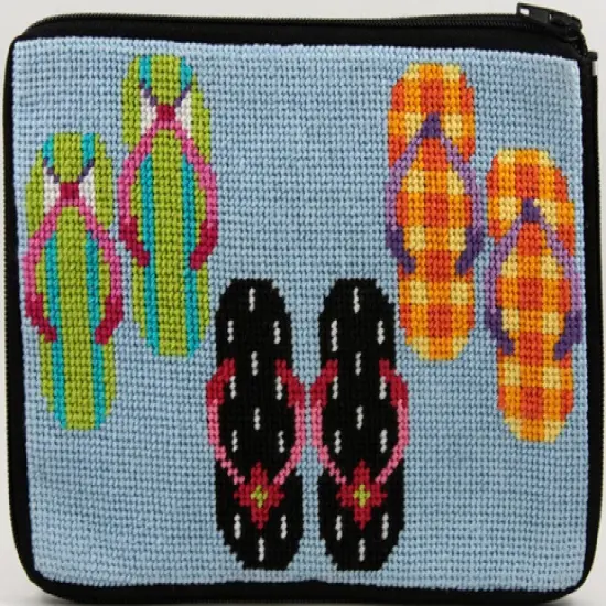 Cosmetic Purse - Flip Flops - Needlepoint Kit Multicolor {1}