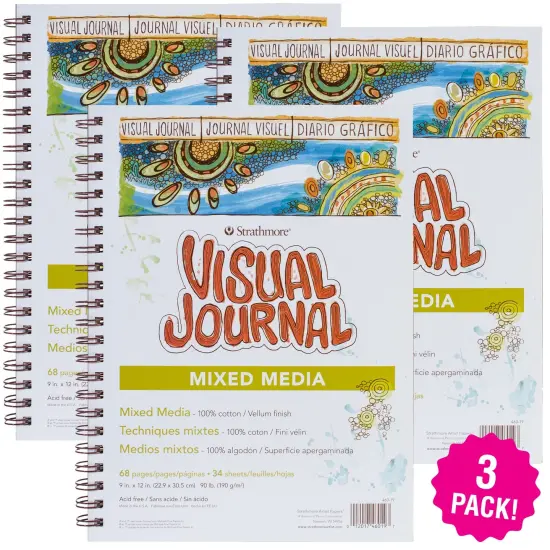 Multipack of 3 - Strathmore Visual Journal Mixed Media Vellum 9"X12"-34 Sheets {1}