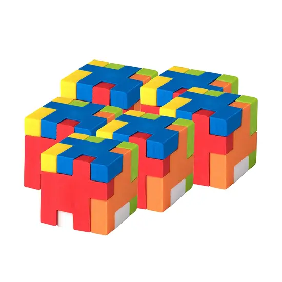 Big Mo's Toys Puzzle Erasers - Individually Wrapped Goody Bag Party Favor And Stocking Stuffers Pencil Eraser - 6 Balls And 6 Cubes {6}