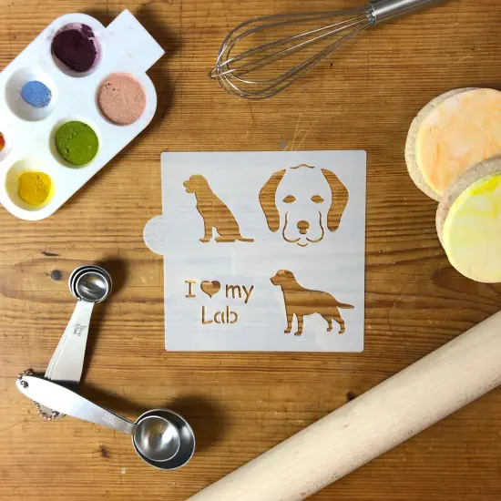 I Love My Lab Cookie & Craft Stencil | CM016 by Designer Stencils | Cookie Decorating Tools | Baking Stencils for Royal Icing, Airbrush, Dusting Powder | Craft Stencils for Canvas, Paper, Wood | Reusable Food Grade Stencil {4}
