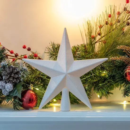 Ornativity Glitter Star Tree Topper - Christmas White Decorative Holiday Bethlehem Star Ornament {4}