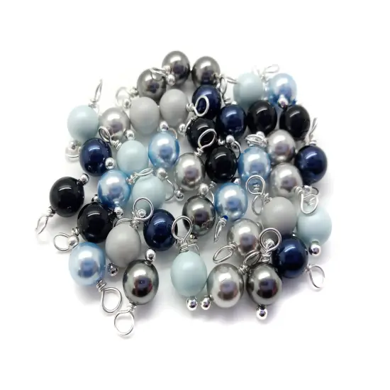 Crystal Charms Mix, 20pc Blue Gray & Black Pearl Dangles, Adorabilities {1}