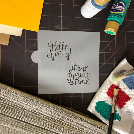 Hello Spring! and It's Springtime Cookie & Craft Stencil | CM093 by Designer Stencils | Cookie Decorating Tools | Baking Stencils for Royal Icing, Airbrush, Dusting Powder | Craft Stencils for Canvas, Paper, Wood | Reusable Food Grade Stencil {5}