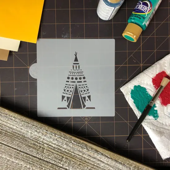 Teepee Cookie & Craft Stencil | CM128 by Designer Stencils | Cookie Decorating Tools | Baking Stencils for Royal Icing, Airbrush, Dusting Powder | Craft Stencils for Canvas, Paper, Wood | Reusable Food Grade Stencil {4}