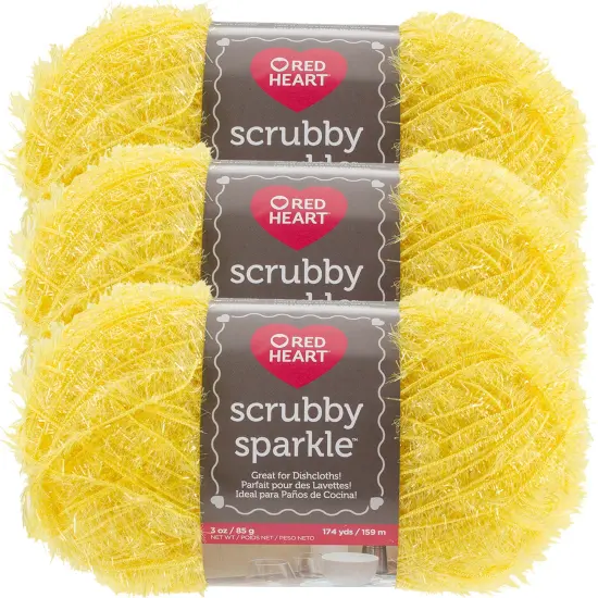 Multipack of 03 - Red Heart Scrubby Sparkle Yarn-Lemon {1}