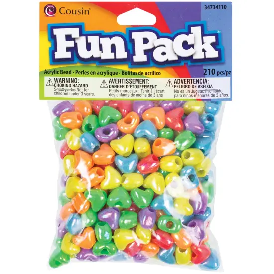 CousinDIY Fun Pack Acrylic Heart Beads 210/Pkg-Assorted Colors {1}