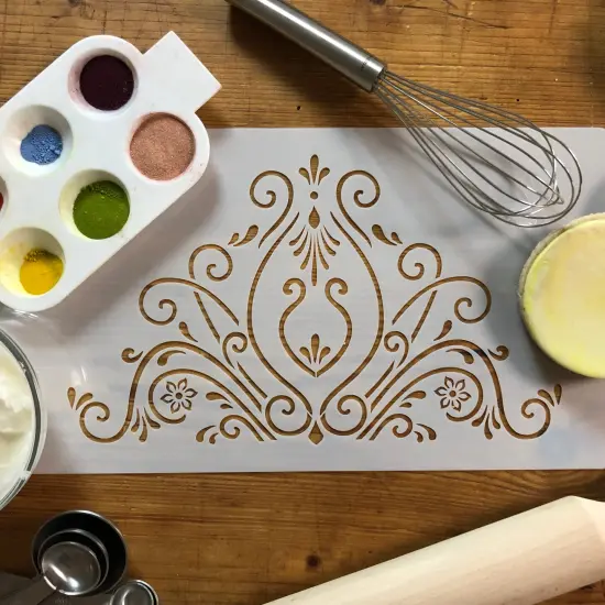 Princess Lace Cake Stencil #2 | C416 by Designer Stencils | Stencils for Royal Icing, Airbrush, Dusting Powder | {4}